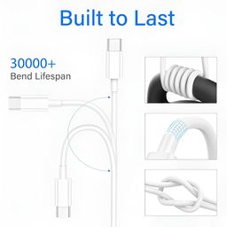 zybux Samsung original Superfast Type C To C Mobile Data Charging Cable for Galaxy F55/A55/A35/M55/F55/F15/M15/A54/A15/A14/A34/A23/S21 Fe/S22/S23/S23 Fe 5G/S24/Z Fold 5,Transfer Power Delivery Cabel,White image 4