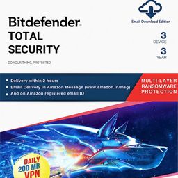 BitDefender Total Security Latest Version (Windows / Mac / Android / iOS) - 3 Devices, 3 Years (Single Activation Code) (Email Delivery in 2 hours - No CD) image 1