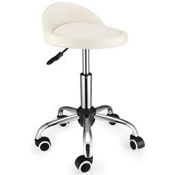 fnzir Swivel Rolling Stool with Wheels Height Adjustable Stool Chair Drafting Chair with Low Back White image 1