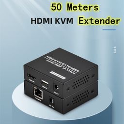 dgodrt HDMI KVM Extender Over Cat5e/6, 1080P@60Hz HDMI KVM USB Extender Up to 50m/165ft, Support Keyboard and Mouse Control Remote Signals image 4