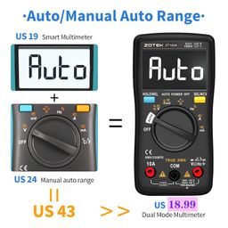 ZOTEK ZT-102A Multimeter Voltage Tester Circuit Tester Manual/Automatic Mode True RMS Auto Range Digital Multimeter Pocket Multimeter LCD 6000counts NCV,10A 60MÃŽ© image 2