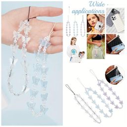 Butterfly Phone Strap Lanyard, Birthday Gift for Girl, White image 3