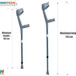 AmbiTech Adjustable MS Metal Walking Crutches & Elbow Sticks for Walking Supports (Made in India) Multicolor image 2