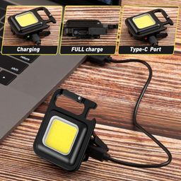 treela 6 Pack COB Small Flashlights Bright Rechargeable Keychain Mini Flashlight 500 Lumens Pocket Flashlight with Folding Bracket Bottle Opener and Magnet Base 4 Light Modes Magnetic Work Light for Walking image 5