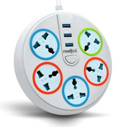 FRONTECH Power Connector with 3 USB Ports | 5 Universal Sockets | Secure Power Distribution with 1.5 Meter Cable | 220V-230V Multi-Plug Power Strip with Spike & Surge Protection (3545 - Multicolor) image 1