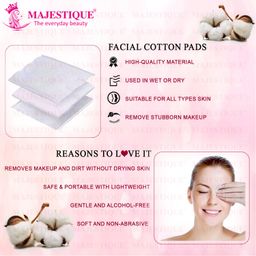 Majestique 250Pcs Soft Touch Facial Cotton Pads | Ultra-Absorbent Makeup Remover & Nail Polish Wipes | Gentle Cosmetic Pads for Skincare, Cleansing & Toner Application | Premium Lint-Free Rounds image 3