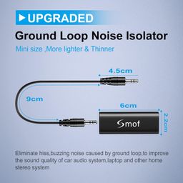 smof Ground Loop Noise Isolator for your Car Audio System/Home Stereo with 3.5mm Audio Cable[Eliminating Audio Hum Noise Completely] (Black) image 2