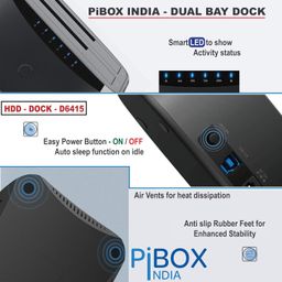pibox india PiBOX India, Dual Bay USB 3.0 to SATA I, II, III Hard Drive Docking Station Upto 12TB for 2.5 or 3.5in HDD, SSD with Hard Drive Duplicator Offline Clone and Auto Sleep and UASP - Top-Loading Design image 5