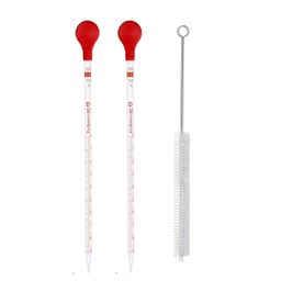 LABXPORT 10ml Glass Graduated Pipette Droppers with Red Rubber Bulbs (2pc.) & cleaning Brush–for Lab Laboratory perfume making Cosmetics School College Science Experiments Essential Oils homes use image 1