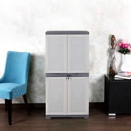 Cello Novelty Big Plastic Shoe Rack, White & Grey | Shoe Storage | Strong and Durable | Space Organizer | 2 doors Shoe Rack for Living Room Home & Office | 3 Years Warranty - Manufacturing defect image 1