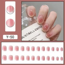 Buddy Jelly Trends 24pcs Stick-on Nails set, with Easy Glue Tab application, Nails are Reusable & Unbreakable (Y-50) image 2