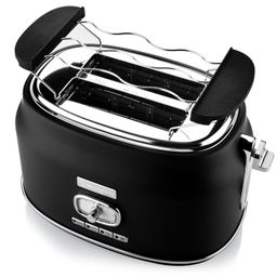 Westinghouse 2 Slice 800W Retro Toaster | Removable Bun Attachment, 6 Browning Levels, Bread Centring, Defrosting, Warming & Stop Function, Extendable Crumb Tray | 2-Yr Warranty (Black) image 3