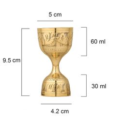 bsetree Made of Brass, 2-Tone Peg Measure Cup, 30 ml / 60 ml, with Alluring Engraving Embossed Brass Golden Finish Pack of 1 Pcs. image 3