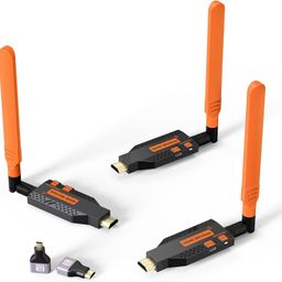 Atdaraz 150M Wireless HDMI Transmitter and 2 Receiver, 2.4/5.8GHz, 1080P Wireless HDMI Expansion of Multiple Laptop, PC, Camera, Monitor, Projector (150M Extender with 1 Tx and 2 Rx) image 1