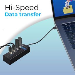 Zebronics 300HB 4 Port USB 3.0 Hub with Hi-Speed Data Transfer, LED Indication, 15cm Cable, Backward Compatible, Multi Device Connection, Plug Play Usage, Glossy Finish and Lightweight Design image 3