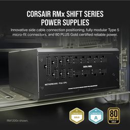 Corsair RM1000x Shift Fully Modular ATX Power Supply - Modular Side Interface - ATX 3.0 & PCIe 5.0 Compliant - Zero RPM Fan Mode - 105°C-Rated Capacitors - 80 Plus Gold Efficiency - Black image 4