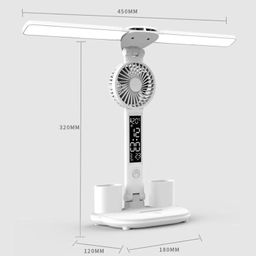 calandis CALANDIS® Table Lamp with Fan Pencil Holder Double Head Office Lamp USB LED Desk Lamp Plug in' image 2
