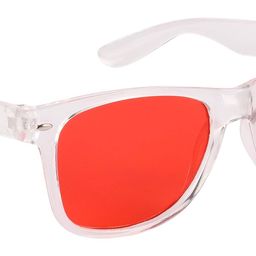 nuvew UV Protected Rectangular Unisex Sunglasses - (Red Lens | Clear Frame | Medium Size | NW-876-27) image 1