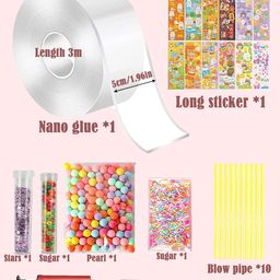 nudfsy Nano Tape, 27 Pcs Nano Tape Set, Nano Tape Kit, Nano Tape Balloon with Pump And Base Material Kit Nanotape Diy Decompression 3m Double-Sided Cream Glue image 2