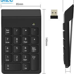 SANCY Wireless 18-Key Numeric Keypad Compact Number Pad with 2.4G Receiver for Laptop, Desktop, PC, Surface Pro Black image 2