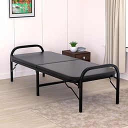 beaatho beAAtho® Metal Folding Single Bed with Fitted Double Layer Mattress for Sleeping | Guest Bed | Easily Storable Bed | Space Saving Single Bed | Sturdy Bed Frame (Double Layer Foam, 2.5ft x 6ft) image 1