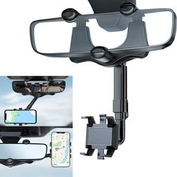 cellmaster DriveEase Multifunctional Car Mirror Mobile Holder – Versatile Rear View Mirror Mount for Vlogging & Navigation image 1