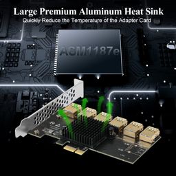 Etzin PCI-E 1 to 6 Riser Card,PCI-E 1X to 6 PCI-E USB3.0 Adapter Multiplier Card,PCI Express Riser Card for Bitcoin Mining (PCIe1 x 6-USB3.0) image 5