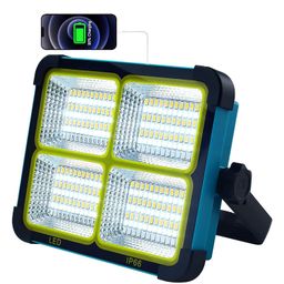 TOPBOS Iron 100W Rechargeable LED Floodlight, Portable LED Work Light with 4 Modes, 2 Charging Methods, 16500 mAh USB Rechargeable Solar LED Projector for Camping Workshop, ?10.8 volts, Dark Blue image 1
