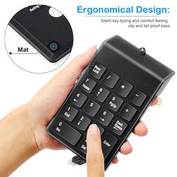 ETZIN USB Numeric Keypad Numpad Portable Slim Mini Number Pad Keyboard for Laptop Desktop Computer PC, ChromBook, Surface Pro Notebook, Tax Number Calculate, Office Travel & Home Key Black image 3