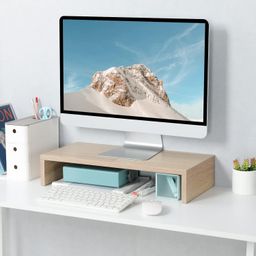 ab sales Pine Wood Monitor Stand Riser – Desktop Organizer for PC, Laptop, Printer & TV – Sturdy Computer Stand with Keyboard Storage – Ergonomic Screen Riser for Home & Office (Extra Large(51 X 24 X 10 cm)) image 2