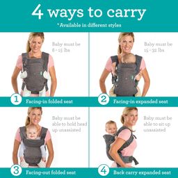 Infantino Flip Advanced 4-in-1 Carrier - Ergonomic, Convertible, face-in and face-Out Front and Back Carry for Newborns and Older Babies 8-32 lbs, Black & Gray Leopard image 2