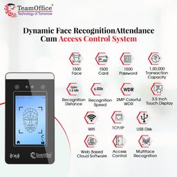 Team Office Z912 Face Recognition Attendance Device with Dual Camera, 1500 Users, 1.5 Lakh Transactions, Touch Display, Wi-Fi & Cloud Compatible image 4