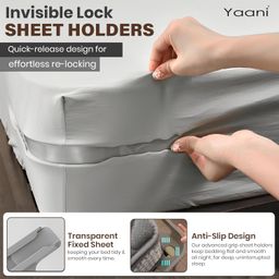 YAANI Lock Sheet Holders Set of 4, Bed Corner Sheet Grippers Straps Heavy Duty Mattress Straps for All Sheet Sizes image 2