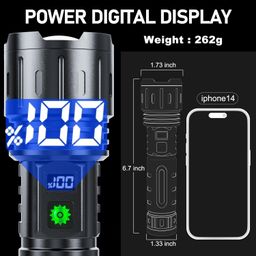 Suicune Flashlights High Lumens Rechargeable, 250000 Lumens Powerful Magnetic Flash Lights, Super Bright Led Flashlight with 5 Modes & Digital Display,Waterproof Flash Light for Camping image 5