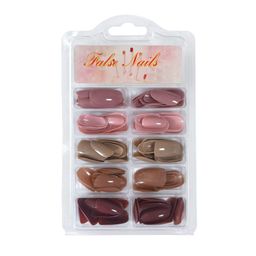 Synaty 120Pcs Medium Round Artificial Nails Extensions Combo in 5 Colors With Glue Stickers, Nail File & Wood Stick image 1