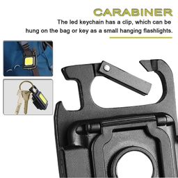 raxsarey Keychain Light,Mini Cob Flashlight,Super Bright Light (Max to 500Lumens)Rechargeable Small Emergency Light,4 Modes Portable Pocket Light with Folding Bracket Bottle Opener for Fishing ,Camping,Walking image 5