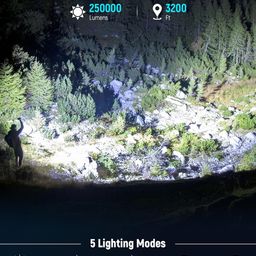 Deoxys Flashlights LED High Lumens Rechargeable, 250000 Lumens Super Bright Flash Light, Handheld Flashlight High Powered, Powerful Tactical Flashlight Waterproof for Emergency Camping image 4