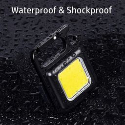 DOTCOM COB Keychain Light,Rechargeable Led Small Flashlight 500 Lumens Bright 4 Light Modes Pocket Emergency Work Light with Corkscrew & Magnet Base for Indoor Outdoor Use (Yellow-Pack 1) image 3