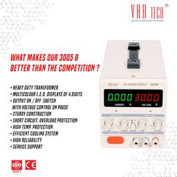 var tech 3005 B DC Power Supply Variable 30V 5A Transformer Based with Output On/Off Switch image 5