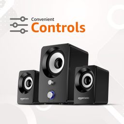 amazon basics Multimedia Speaker | USB Powered | Wired Desktop Speakers with Powerful Bass | Built-in Subwoofer (Black) image 3