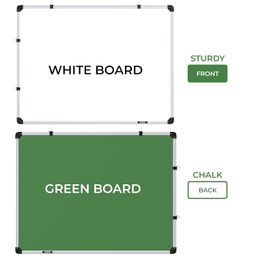 GOSHU White Board 3 feet x4 feet Double Sided Teaching Boards Both Side 3x4 ft. Writing Boards, One Side WhiteBoard & Reverse Side Chalkboard Surface with Whiteboard Marker and Wooden Duster image 2