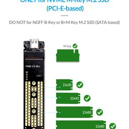 ORICO M.2 NVME Enclosure Adapter, USB 3.2 Gen 2 (10 Gbps), Transparent External Solid State Drive Adapter Enclosure for 2280 2260 2242 2230 PCI-E M2 M-Key SSD, USB Type C Converter Case (TCM2-Blue) image 3