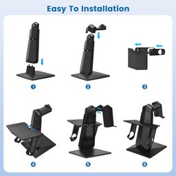 leqtroniq VR Stand for Accessories Compatible with Meta Quest 3/Meta Quest 2 – Headset Display Holder with Controller Mount Station image 3
