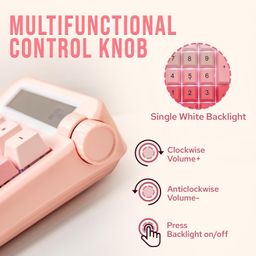 EPOMAKER Cypher 21 Wireless Mechanical Number Pad, 18 Keys Numeric Keypad with Multifunction Knob, Single White Light, NKRO (Pink, Wisteria Linear Switch) image 5