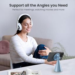 Portronics Mogun 5 Compatible with Magsafe, Magnetic Universal Phone Holder, Ideal for Desks, 360°Rotation & 180°Pivot, Sturdy Build Material, Strong Magnetism (Blue) image 5