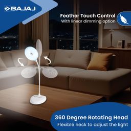 Bajaj Softlite LED Multi-CCT 3 in 1 Color Modes Table Lamp | 360 Degree Rotating Head | Feather Touch Operation | 1 Year - Warranty | Upto 4 Hours Backup Time (Pack of 1, White) image 4