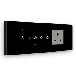 Smart Wifi Switch Board: 3 x Switch, 1 Fan & 1 Smart Plug Module. Touch Control, Remote, App Control. Voice Control with Alexa & Assistant. Smart Touch Switch Board For Home Automation (Black) image 1