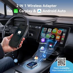 Wireless CarPlay Adapter 2024 Upgraded, 2 in 1 Wireless CarPlay & Android Auto Adapter Converts Factory Wired CarPlay to Wireless, Plug and Play Car Play Wireless Adapter, Compatible iPhone/Android image 2