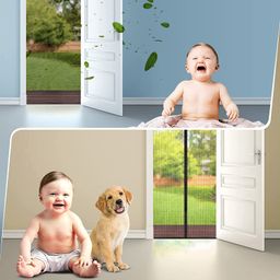 PEPONZ Magic Mesh Magnetic Mosquito Screen Door Net Curtain with Magnets Reinforced Polyester Mesh Curtain Back Door Mesh with Full Frame Hook & Loop image 5