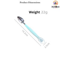 Zozobaa Double Head 2 in 1 Silicone Baby Soft Tip Spoon & Stainless Steel Fruit Scraper Spoon for Toddler | Multi-Use Bpa Free Fruit Scraping & Feeding Spoons with Travel Case Green - 195 Mm image 3